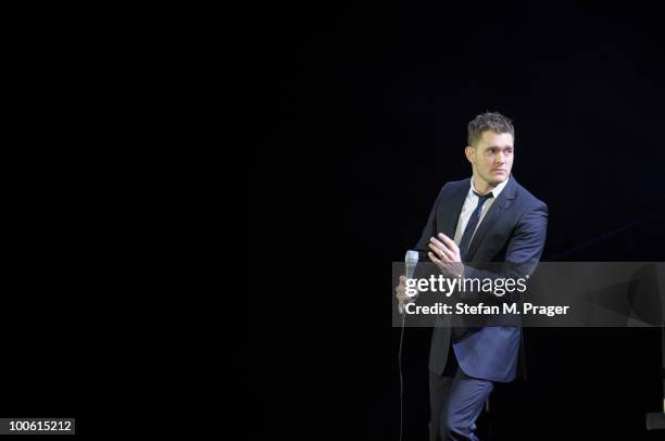 Michael Buble performs on stage at Olympiahalle on May 25, 2010 in Munich, Germany.