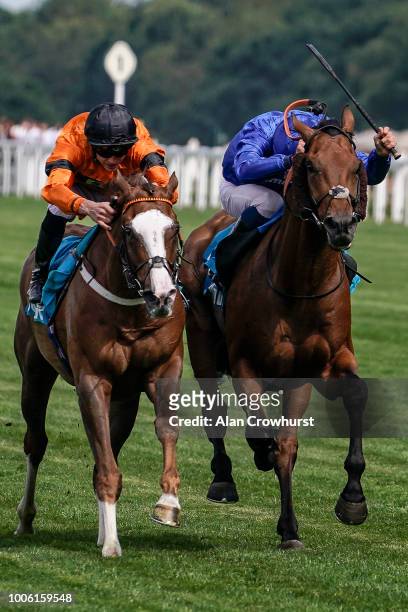 James Doyle riding Speedo Boy win The JGR Brown Jack Handicap from Alqamar at Ascot Racecourse on July 27, 2018 in Ascot, United Kingdom.