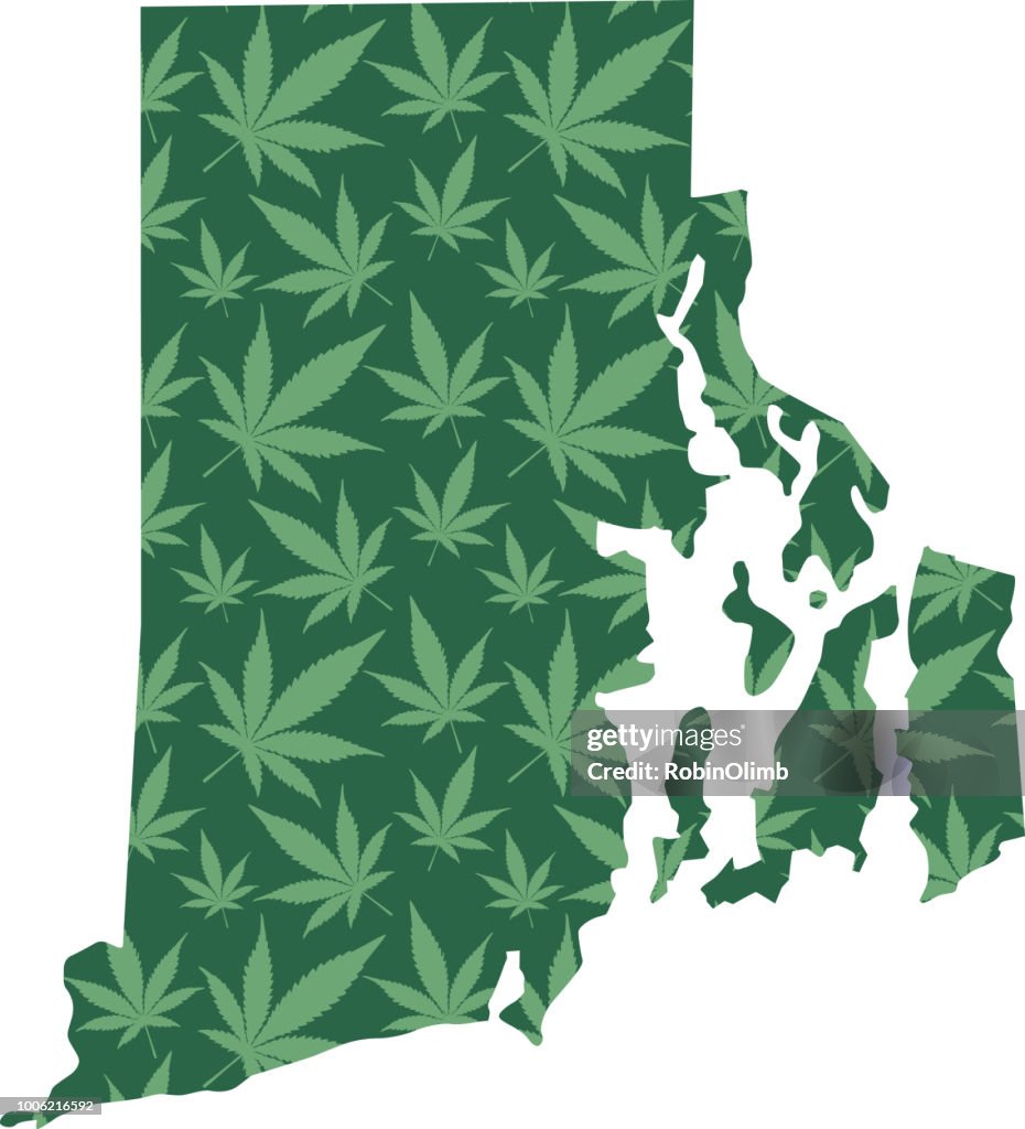 Rhode Island Marijuana Leaves Pattern