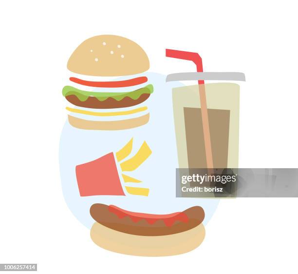 fast food - vegetable burger stock illustrations