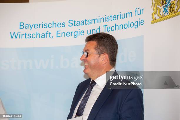 Franz-Josef Pschierer held a speech. Bavaria's minister of economy Franz-Josef Pschierer of the Christian Social Union handed over the subsidy notes...