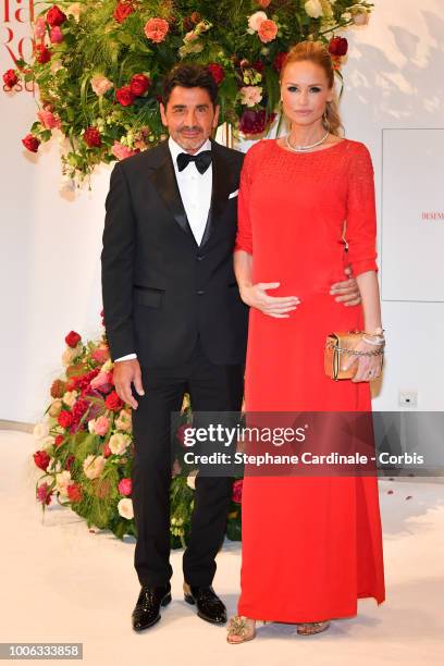 Aram Ohanian and Adriana Karembeu attend the 70th Monaco Red Cross Ball Gala on July 27, 2018 in Monte-Carlo, Monaco.