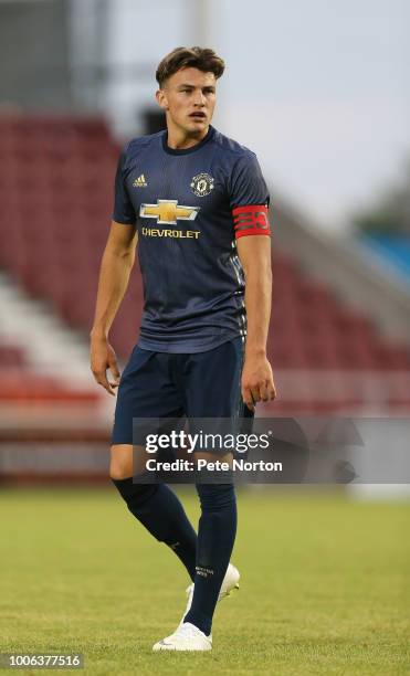 Regan Poole of Manchester United in action during the Pre-Season Friendly match between Northampton Town and Manchester United XI at PTS Academy...