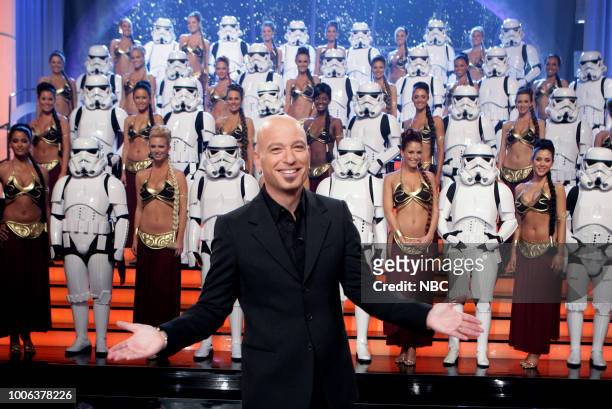 Episode 361 -- Pictured: Host Howie Mandel with Briefcase Models and Storm Troppers --