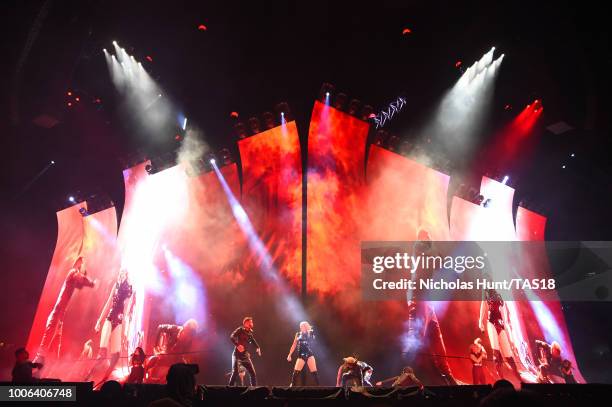 Taylor Swift performs onstage during the Taylor Swift reputation Stadium Tour at Gillette Stadium on July 27, 2018 in Foxborough, Massachusetts.