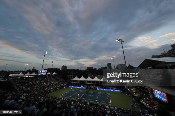 General viewof stadium court in the match between Nick Kyrgios of Australia and Cameron Norrie of Great Britain during the BB&T Atlanta Open at...