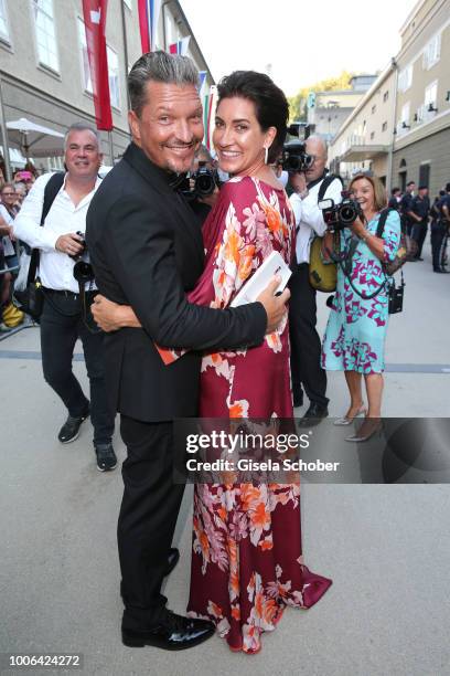 Hardy Krueger Jr. And his wife Alice Krueger during the premiere of 'Die Zauberfloete' during the Salzburg Festival 2018 at Salzburg State Theatre on...