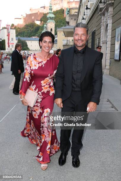 Hardy Krueger Jr. And his wife Alice Krueger during the premiere of 'Die Zauberfloete' during the Salzburg Festival 2018 at Salzburg State Theatre on...