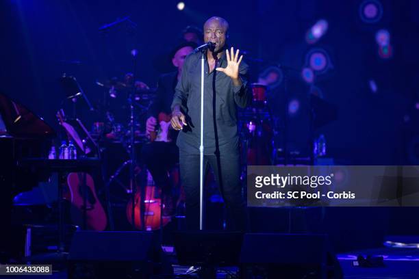 Seal performs on stage during the 70th Monaco Red Cross Ball Gala on July 27, 2018 in Monte-Carlo, Monaco.
