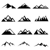 Set of mountains silhouettes