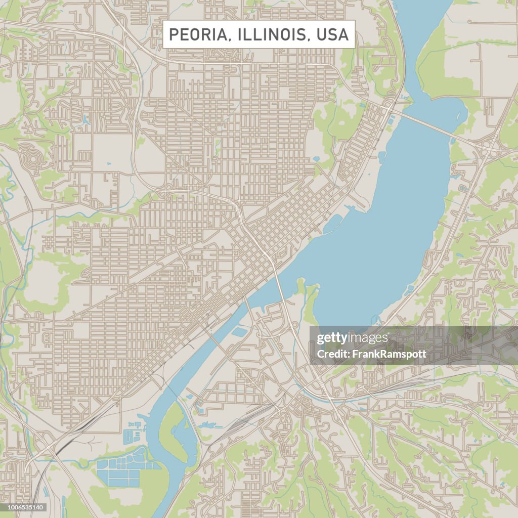 Peoria Illinois US City Street Map