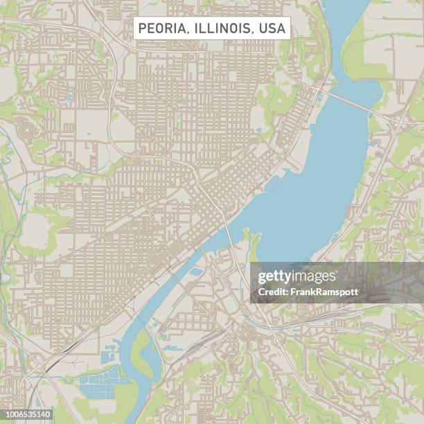 Peoria Illinois Us City Street Map High-Res Vector Graphic