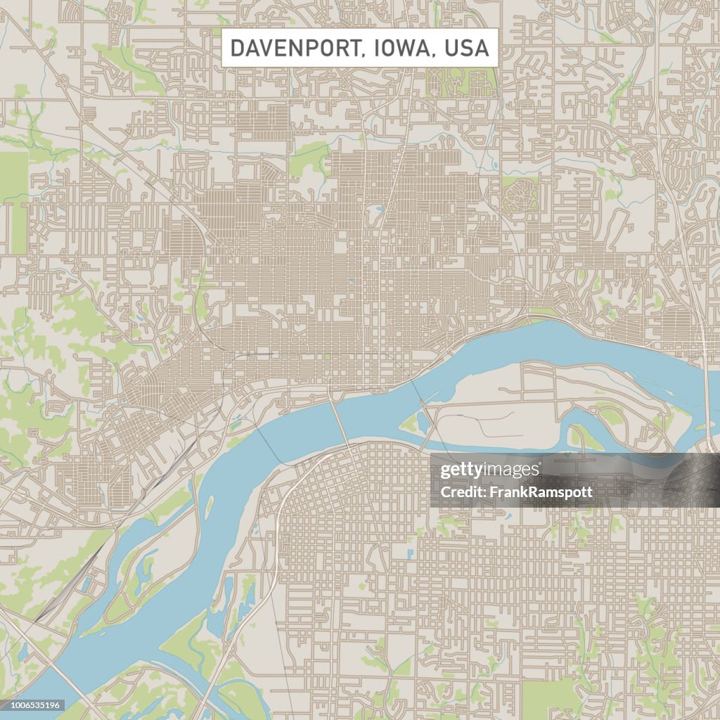 Davenport Iowa US City Street Map