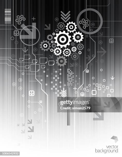 abstract technology on gear background - process automation abstract stock illustrations