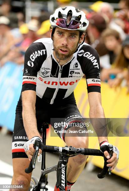 Laurens Ten Dam of the Netherlands and Team Sunweb finishing stage 19 of Le Tour de France 2018 between Lourdes and Laruns on July 27, 2018 in...