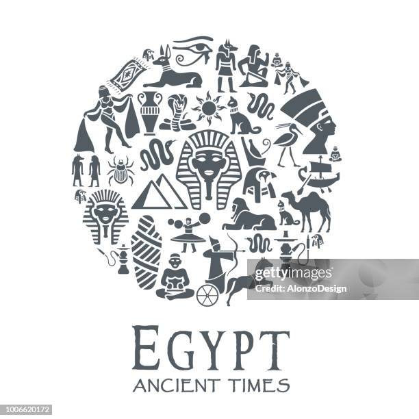 egyptian collage - anubis stock illustrations