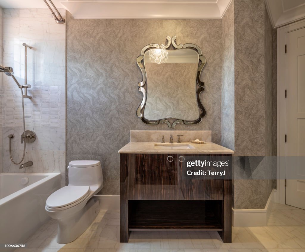 Beautiful remodeled guest bathroom in a condominium