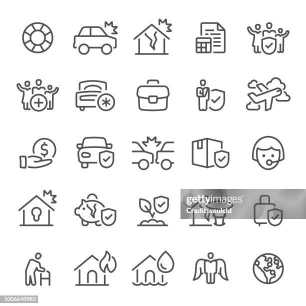 stockillustraties, clipart, cartoons en iconen met de pictogrammen van de verzekering - autoverzekering