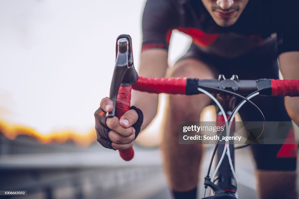 Man cycling outdoors