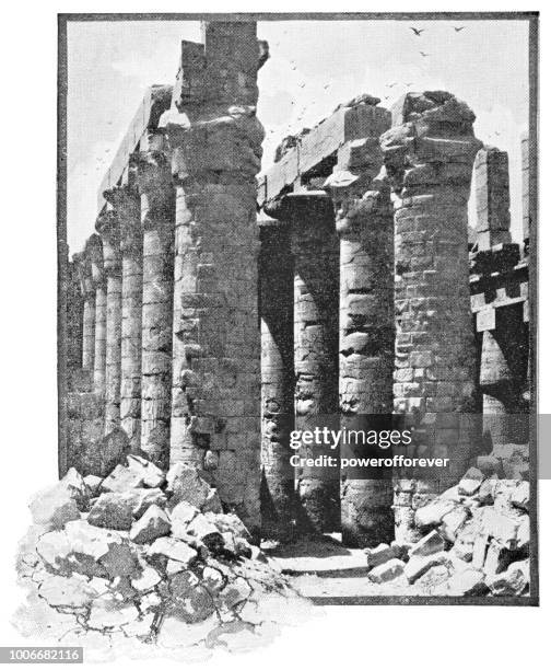 karnak temple in luxor, egypt - ottoman empire - karnak temple stock illustrations