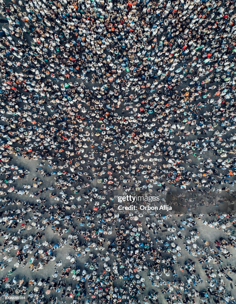 Urban crowd from above