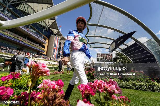 Jockey Gerald Mosse at Ascot Racecourse on July 28, 2018 in Ascot, United Kingdom.