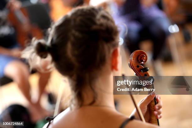 Violinist attends a workshop during Yiddish Summer Weimar on July 27, 2018 in Weimar, Germany. The annual five-week summer institute and festival,...