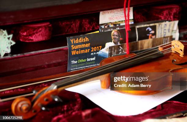 Violin lies in its case during Yiddish Summer Weimar on July 27, 2018 in Weimar, Germany. The annual five-week summer institute and festival,...