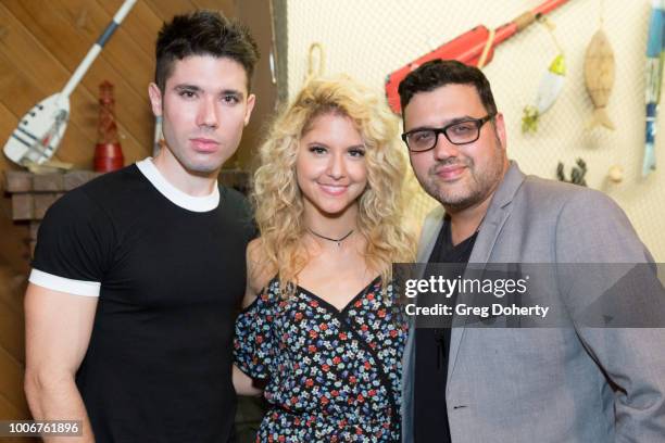 Kristos Andrews, Brittany Underwood and Gregori J. Martin attend "The Bay" Cast Host Fan Appreciation Event on July 27, 2018 in Glendale, California.