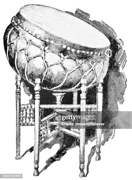 traditional dervish kettledrum - african drum stock illustrations