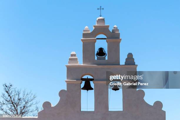 the bell-tower  of san juan capistrano mission - california v texas stock pictures, royalty-free photos & images