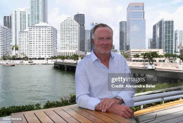 Of FC Bayern Muenchen Karl-Heinz Rummenigge poses in front of the skyline during the FC Bayern AUDI Summer Tour on July 27, 2018 at Mandarin Oriental...