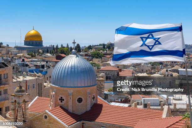 jerusalem, old city, israel - jerusalem flag stock pictures, royalty-free photos & images