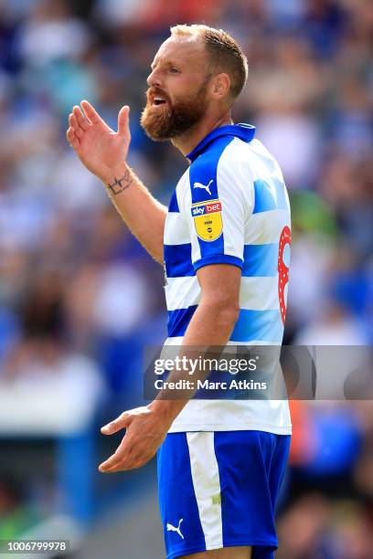 David Meyler of Reading during the Pre-Season Friendly between Reading and Crystal Palace at Madejski Stadium on July 28, 2018 in Reading, England.