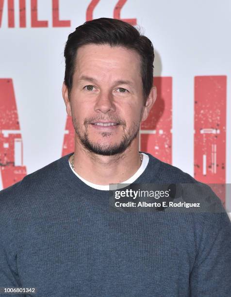 Mark Wahlberg attends a photo call for STX Films' "Mile 22" at Four Seasons Hotel Los Angeles at Beverly Hills on July 28, 2018 in Los Angeles,...