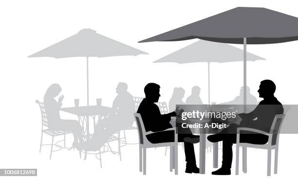 patio discussions - restaurant happy couple stock illustrations