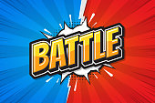 Battle background poster comic speech bubble. Vector illustration