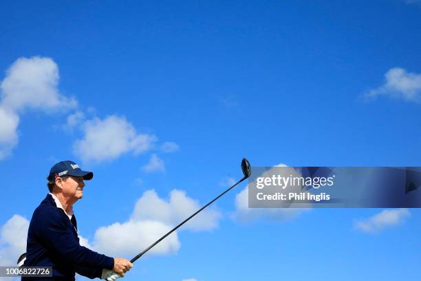 Tom Watson of United States in action during the third round of the Senior Open presented by Rolex played at The Old Course on July 28, 2018 in St...