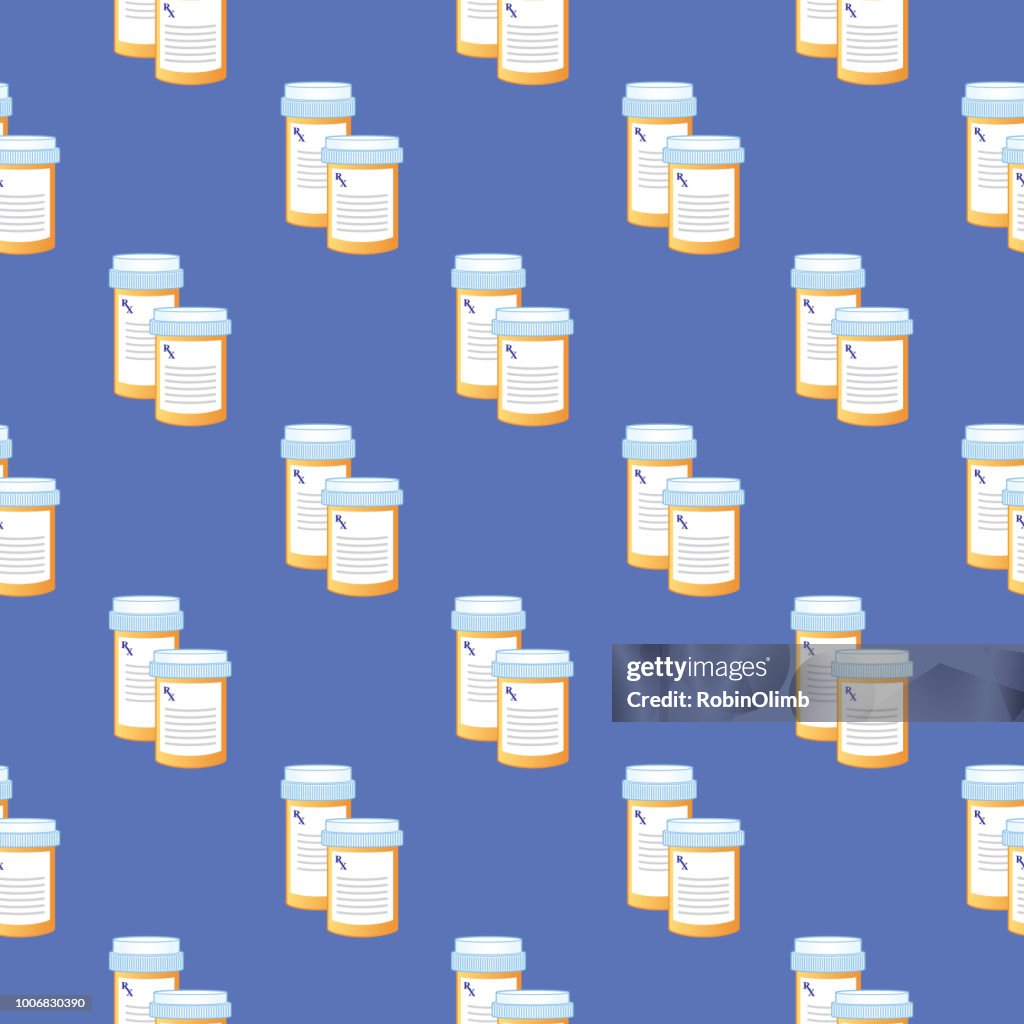 Prescription Bottles Seamless Pattern