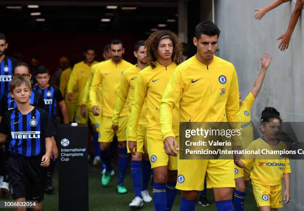 Alvaro Morata of Chelsea prepares to take the field prior to the start during the International Champions Cup 2018 match between Chelsea and FC...