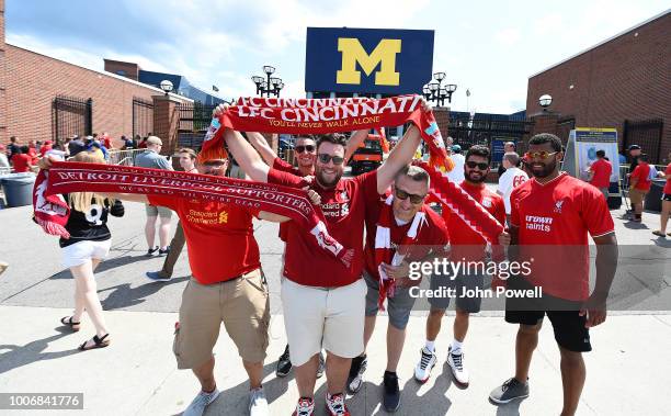 Fans Liverpool before the International Champions Cup 2018 match between Manchester United and Liverpool at Michigan Stadium on July 28, 2018 in Ann...