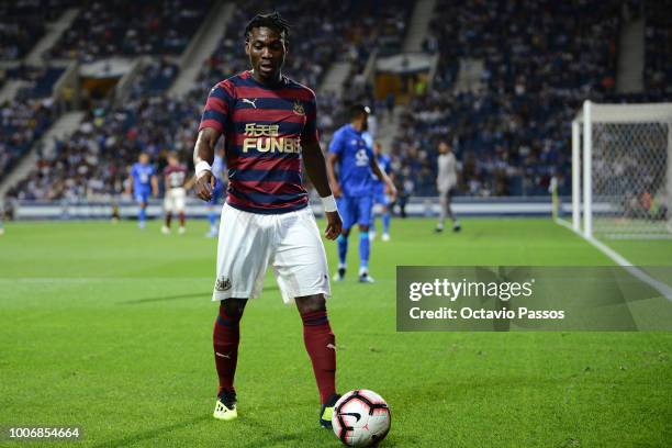 Christian Atsu of Newcastle in action during the pre-season friendly match between FC Porto and Newcastle at Estádio do Drago on July 28, 2018 in...