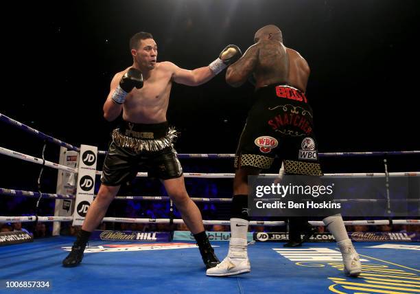 Joseph Parker punches Dillian Whyte during the Heavyweight fight between Dillian Whyte and Joseph Parker at The O2 Arena on July 28, 2018 in London,...