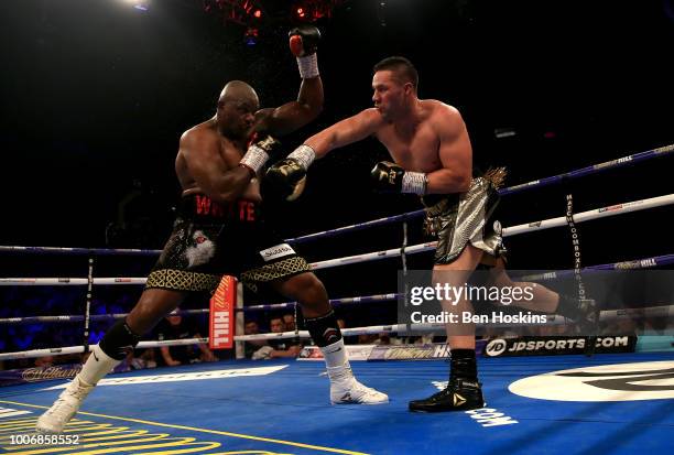 Joseph Parker punches Dillian Whyte during the Heavyweight fight between Dillian Whyte and Joseph Parker at The O2 Arena on July 28, 2018 in London,...