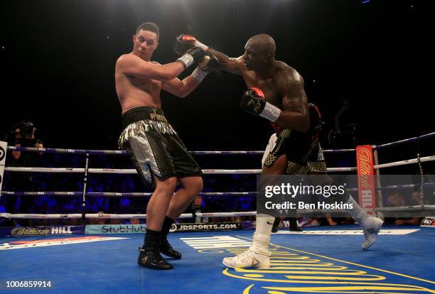 Dillian Whyte punches Joseph Parker during the Heavyweight fight between Dillian Whyte and Joseph Parker at The O2 Arena on July 28, 2018 in London,...