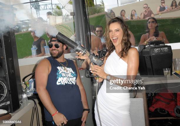 Alessandra Ambrosio attends HQ2 Beachclub at Ocean Resort Casino on July 28, 2018 in Atlantic City, New Jersey.