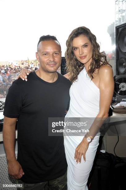 Richie Santana and Alessandra Ambrosio attend HQ2 Beachclub at Ocean Resort Casino on July 28, 2018 in Atlantic City, New Jersey.