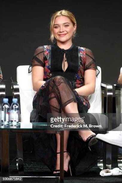 Actor Florence Pugh of 'The Little Drummer Girl' speaks onstage during the AMC Networks portion of the Summer 2018 TCA Press Tour at The Beverly...