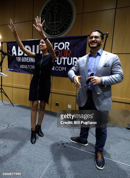 Michigan Democratic gubernatorial candidate Abdul El-Sayed campaigns with support from New York Democrat candidate for Congress Alexandria...