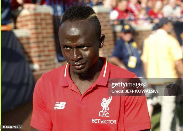 Liverpool FC Sadio Mane returns from the locker room as they play Manchester United during the 2018 International Champions Cup football match at...
